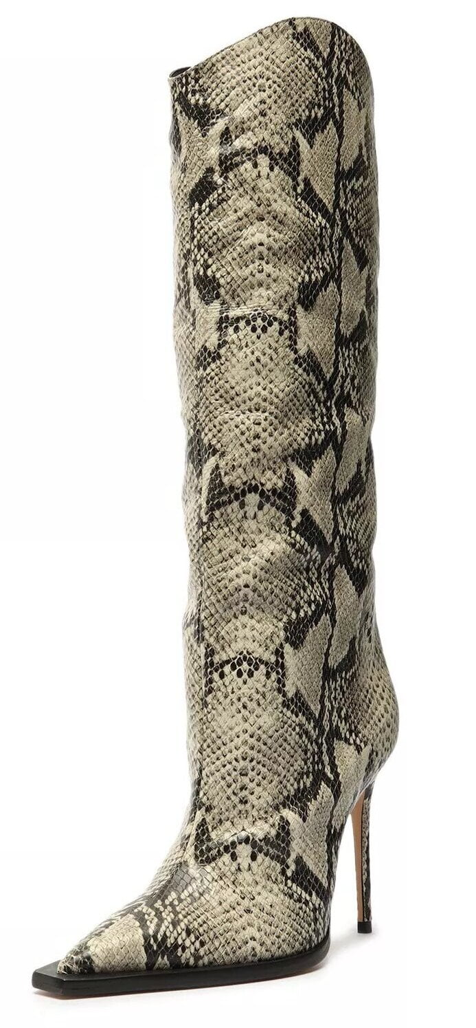 Schutz Maryana Welt Animal Cowhide Leather Pointed Toe Tall