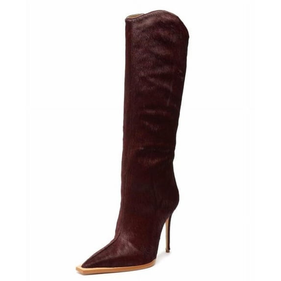 Schutz Maryana Welt Wild Bloodstone Pull On Pointed Toe High Heel Tall Boots (Bloodstone, 7.5)