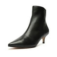 thumbnail image 1 of Schutz Mikki Low Black Side Zipper Pointed Toe Stiletto Mid Heel Ankle Boots (Black, 7.5), 1 of 6