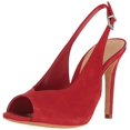 thumbnail image 1 of Schutz Mollyna Scarlet Red Suede Open Peep Toe Slingback High Heel Pump (7), 1 of 1