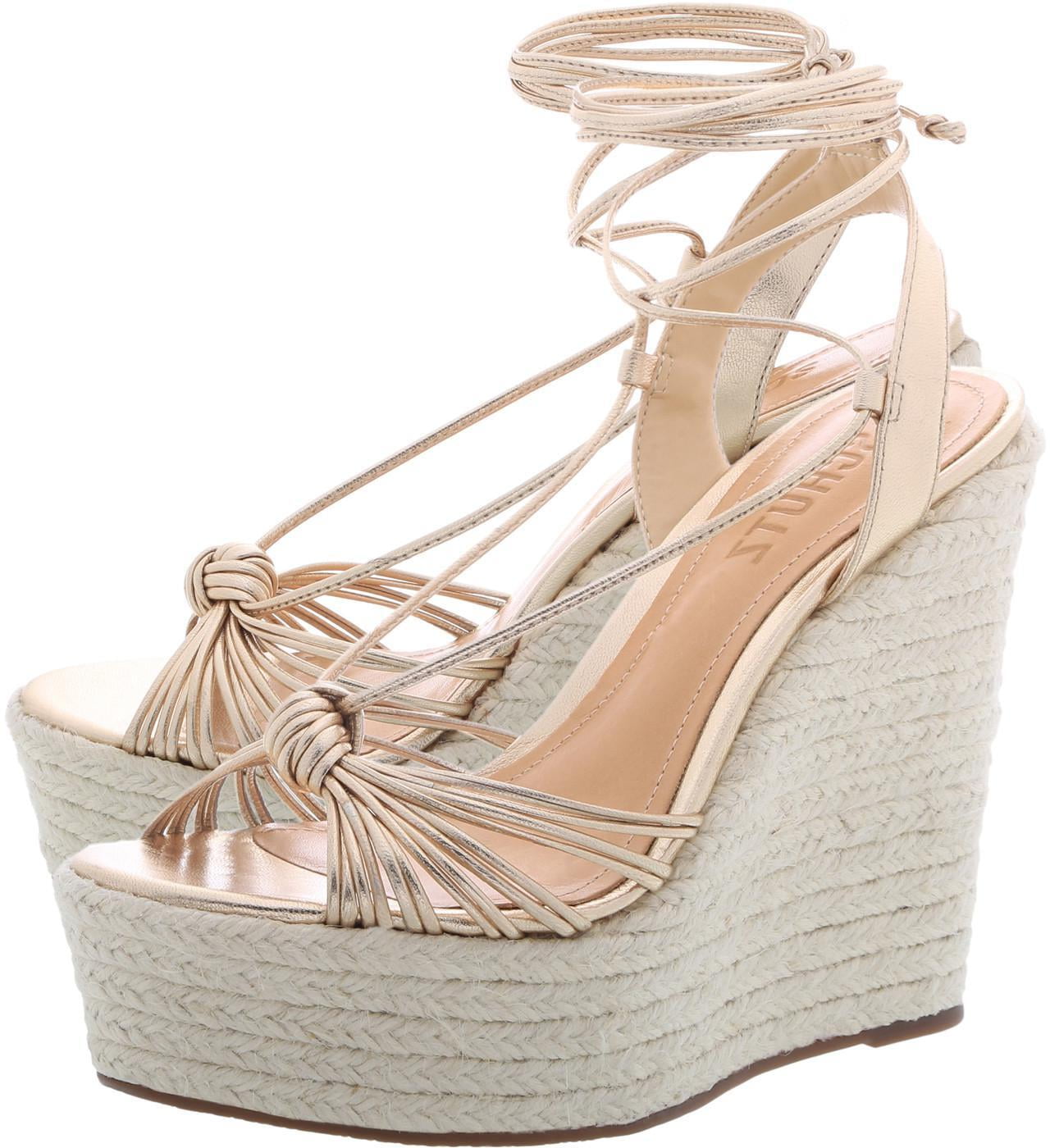 SCHUTZ Women's Elsha Metallic Sandals - Gold/Tan, Open Toe, Size 10 Medium