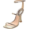 thumbnail image 1 of Schutz Nylla Gold Metallic Snake-Embossed Ankle Strap Open Toe High Heel Sandals (Gold, 5.5), 1 of 4