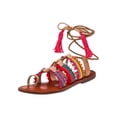 thumbnail image 1 of Schutz Patricia Multi Color Leather Gladiator Ankle Wrap Flat Mule Sandals (6) (Multi, 10), 1 of 4