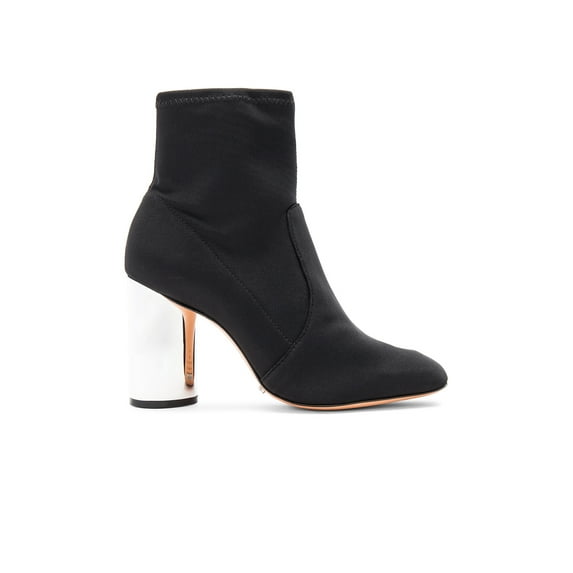 Schutz Pecca Black Suede Metallic Stretchy Fitted Ankle Boot Block Heel Bootie (10)
