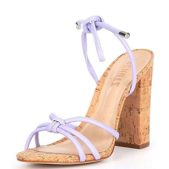Schutz Suzy Smoky Grape Multistraps Lace Up Open Toe Block High Heel Sandals (Smoky Grape, 7.5)