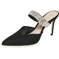 thumbnail image 1 of Schutz Tishara Black Rhinestones Ankle Strap Pointed Toe Stiletto Heel Sandals (Black, 7), 1 of 5