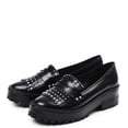 thumbnail image 1 of Schutz Vibby Black Leather Embellished Tasseled Lug Sole Oxford Chunky Heel Shoe (Black, 10), 1 of 1