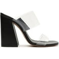 thumbnail image 1 of Schutz Victorie Black Clear Straps Slip On Open Toe Block Heeled Sandals (Black, 8), 1 of 6
