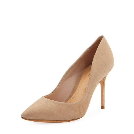 Schutz Women's Rosie Natural Brush Sand Suede Stiletto Pointed Toe Dress Pumps (Brush Sand, 10)