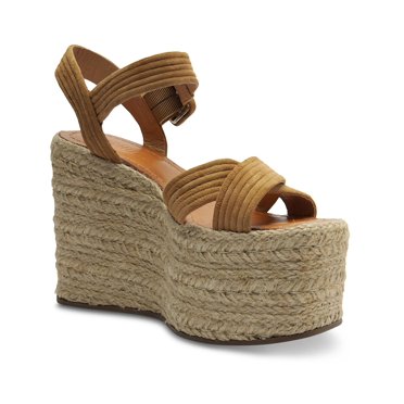 SCHUTZ Women's Octavia Wedge Sandal - Leather Comfort Wedge Heel Sandals