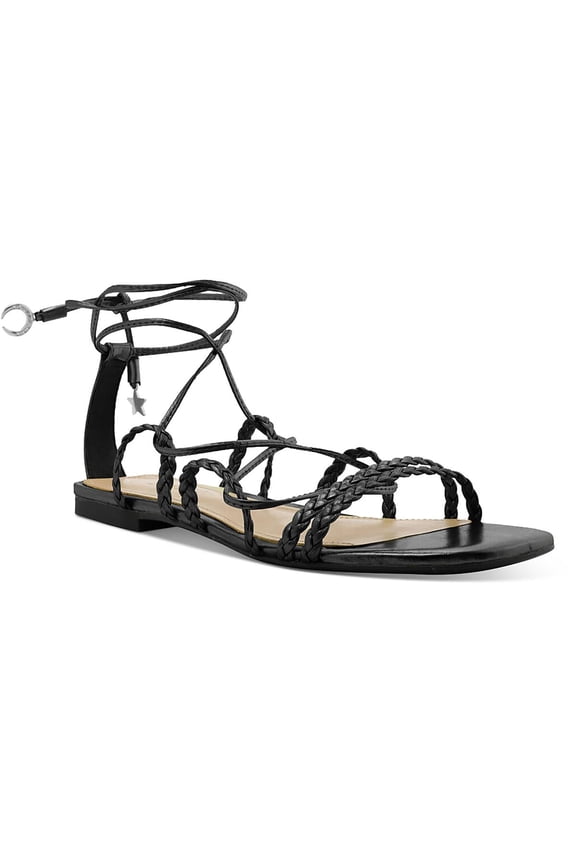 Schutz Womens Lunah Flat Leather Lace up Gladiator Sandals