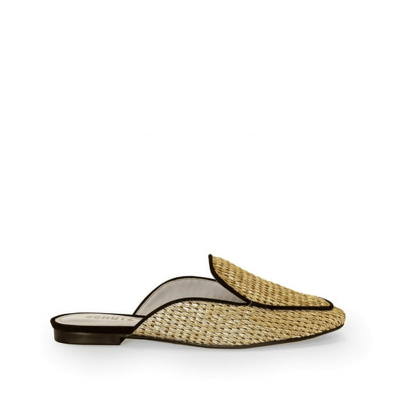 Schutz Zaina Slip On Chic Raffia Flat Mule Natural Pointed Toe Slide Sandal (6.5, Natural)