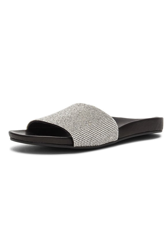 Schutz x REVOLVE Kallana Slip-on Crystal Slide Black Mules Flats Slides Sandals