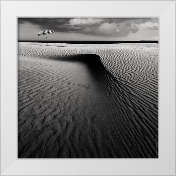 Schuurmans, Wim 15x15 White Modern Wood Framed Museum Art Print Titled - Umbrella On The Beach...............