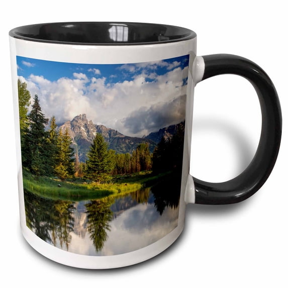 3drose, Schwabacher Landing, Snake River, Wyoming, Usa - Us51 Cha0171 - Chuck Haney, 11oz Two-tone Black Mug