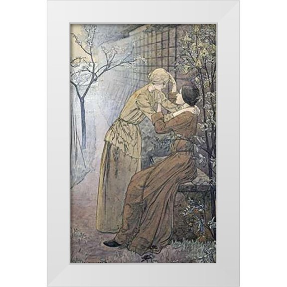 Schwabe, Carlos 10x14 White Modern Wood Framed Museum Art Print Titled - The Rendez-Vous