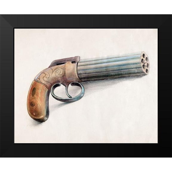 Schwabe, Erwin 14x12 Black Modern Framed Museum Art Print Titled - Revolving Pistol 1936