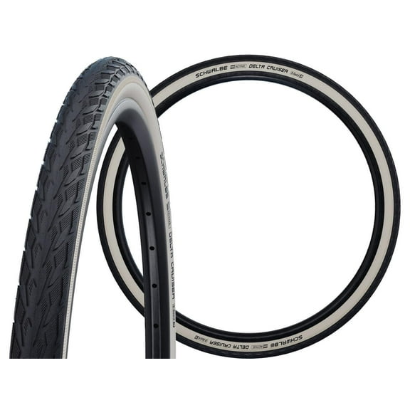 Schwalbe Delta Cruiser Plus Tire - 26 x 1-3/8, Clincher, Wire, Whitewall/Reflective, Active Line, PunctureGuard, Green