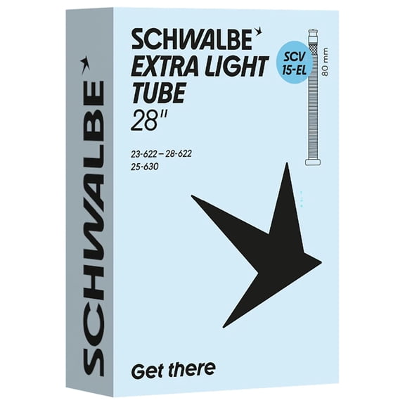 Schwalbe Bicycle Inner Tube SCV15-EL Extra Light 23/28-622/630 IB Black 80 mm