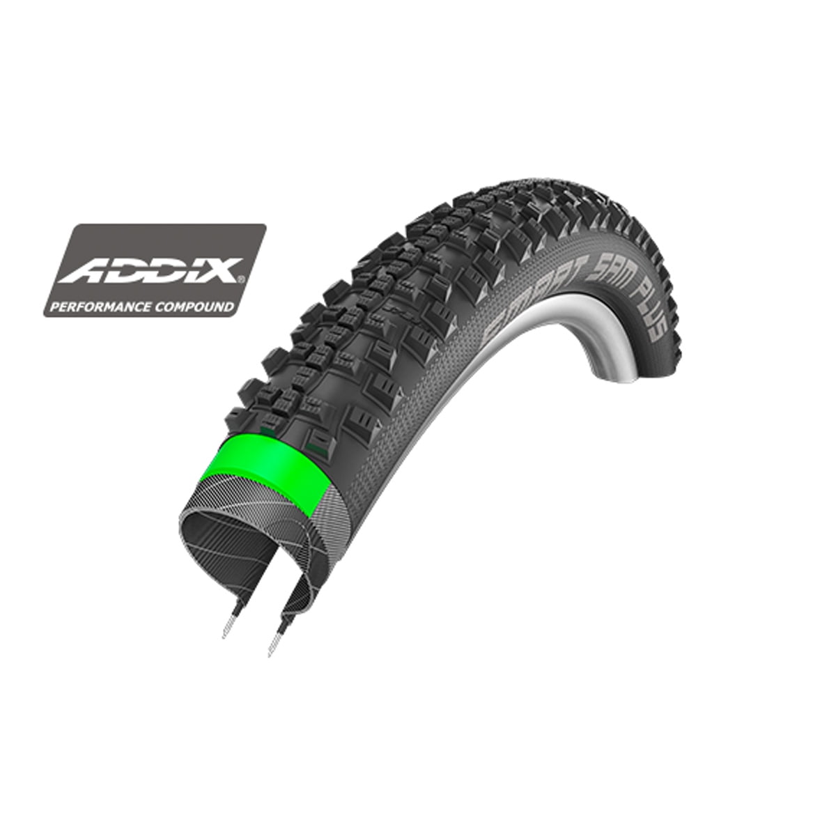 Schwalbe Smart Sam Plus Tire 29 x 2.1 Clincher Wire Black Performance Addix GreenGuard Walmart