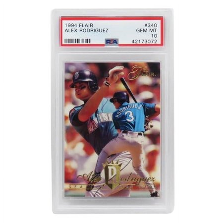 Schwartz Sports Memorabilia PS1AR94F2 Alex Rodriguez Seattle Mariners 1994 Flair Baseball No.340 RC Rookie Card - PSA 10 Gem Mint