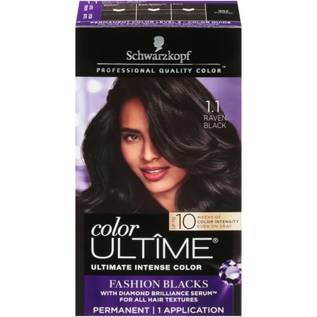 Schwarzkopf Color Ultime Permanent Hair Color Cream, 1.1 Raven Black