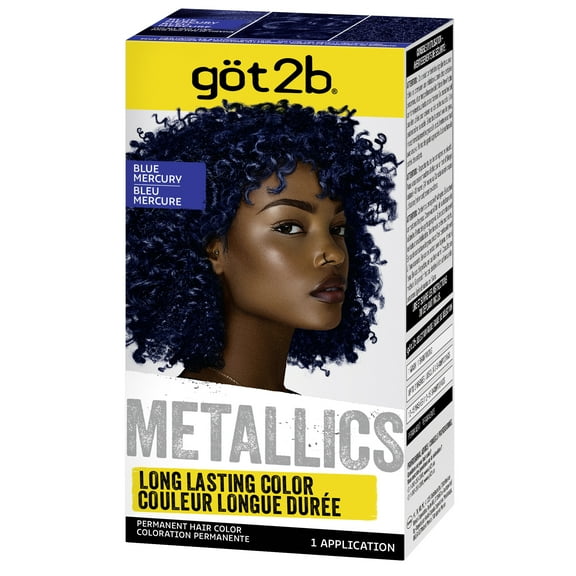 got2b Metallics Permanent Hair Dye, M67 Blue Mercury, Hair Color for Women & Men, 1 Kit