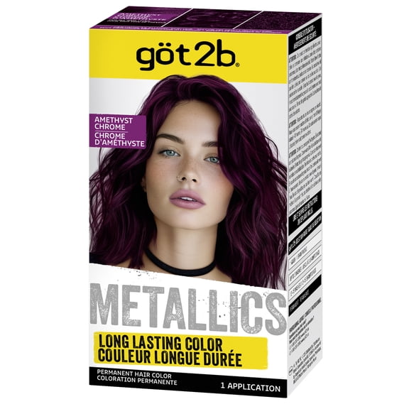 got2b Metallics Permanent Hair Dye, M69 Amethyst Chrome, Hair Color for Women & Men, 1 Kit