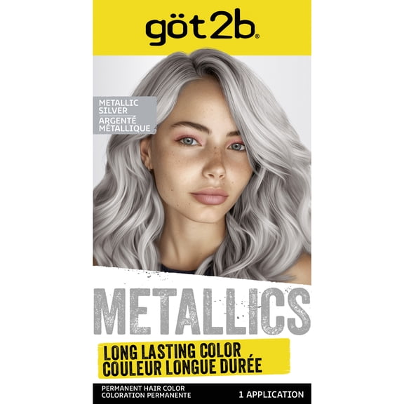 got2b Metallics Permanent Hair Dye, M71 Metallics Silver, Hair Color for Women & Men, 1 Kit
