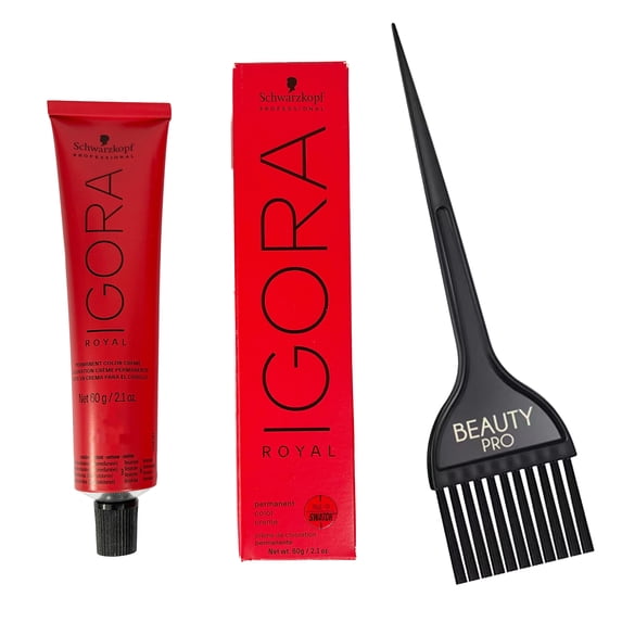 Schwarzkopf IGORA ROYAL Permanent Color Creme 2.1 oz / 60 g - 5-00 Light Brown Natural Extra + Beauty Pro Brush