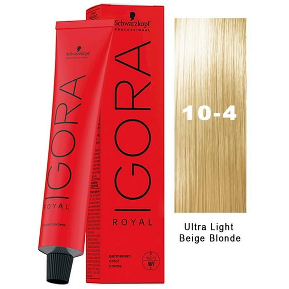 Schwarzkopf Igora Royal Permanent Hair Color Highlifts - 10-4 Ultra Blonde Beige 2.1 oz
