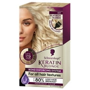 Schwarzkopf Keratin Blonde Hair Dye Platinum Blonde 001, Ultra Lightening Kit, 1 Application - Hair Bleach Enriched with Keratin, Lightens up to 9 Levels and Protects Hair from Breakage**