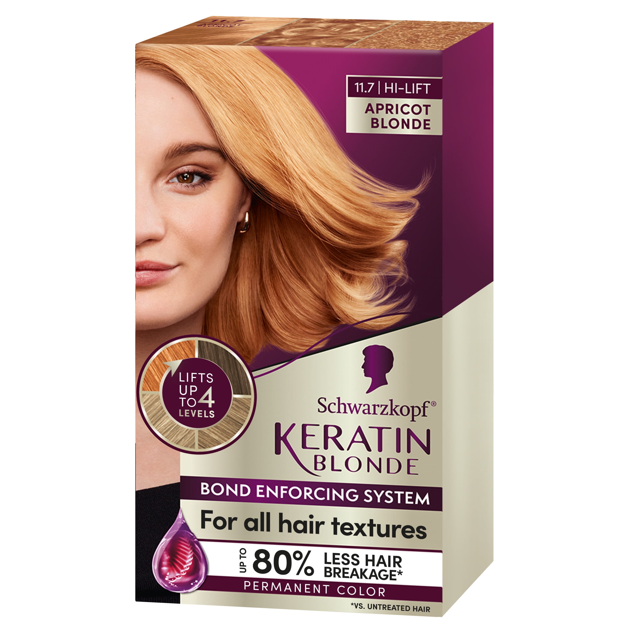 Schwarzkopf Keratin Color Permanent Hair Dye, Apricot Blonde, 8.7oz