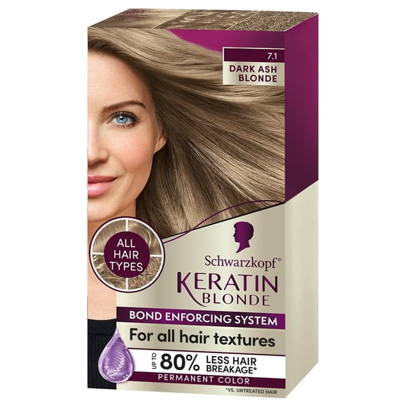 Schwarzkopf Keratin Color 7.1 Dark Ash Blonde Professionally Inspired Permanent Hair Dye