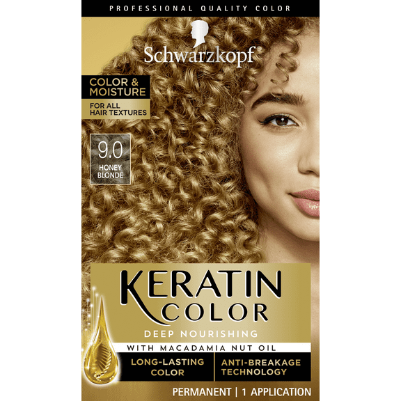 Schwarzkopf Keratin Color, Color & Moisture Permanent Hair Color Cream, 9.0 Honey Blonde