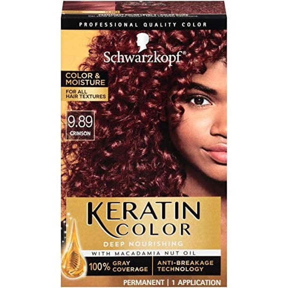 Schwarzkopf Keratin Color, Color & Moisture Permanent Hair Color Cream, 9.89 Crimson, 1 Ct