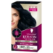 Schwarzkopf Keratin Hair Dye 1.1 Midnight Black, Permanent Hair Color, 1 Use