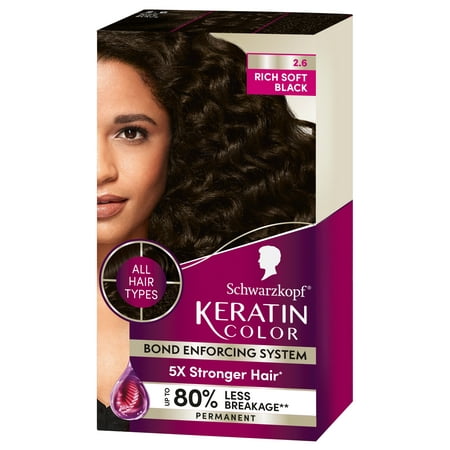 Schwarzkopf Keratin Color Permanent Hair Color Cream, 2.6 Rich Black