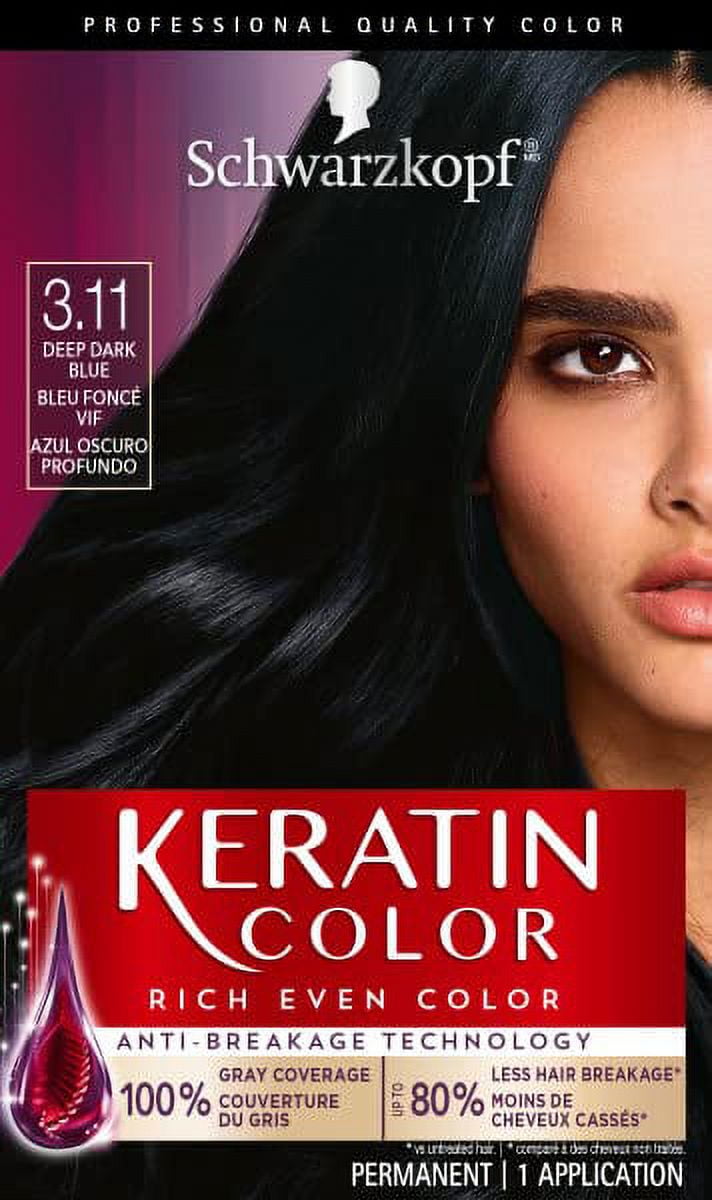 Schwarzkopf Keratin Color Permanent Hair Color Cream, 3.11 Deep Dark