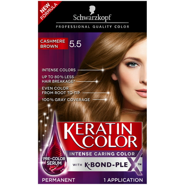 Schwarzkopf Keratin Color Permanent Hair Color Cream, 5.5 Cashmere Brown