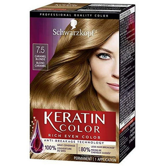 Schwarzkopf Keratin Color Permanent Hair Color Cream, 7.5 Caramel Blonde