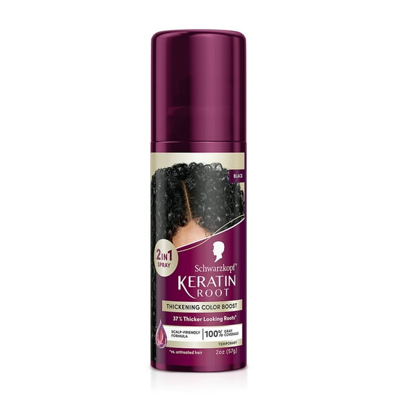 Schwarzkopf Keratin Color Root Temporary Hair Color Spray, Black, 2 Oz