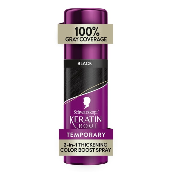 Schwarzkopf Keratin Color Root Temporary Hair Color Spray, Black, 2 Oz