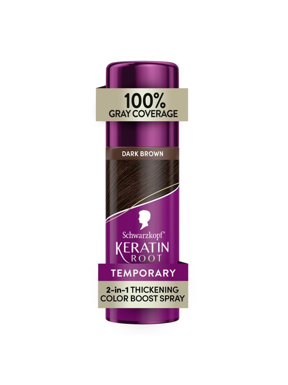 Keratin Color Root Temporary Hair Color Spray, Dark Brown, 2 Oz