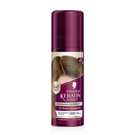 Schwarzkopf Keratin Color Root Temporary Hair Color Spray, Light Brown, 2 Oz