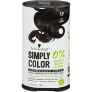 Schwarzkopf Simply Color Hair Color 1.0 Jet Black, 1 Application - Permanent Hair Dye for Healthy Looking Hair without Ammonia or Silicone, Dermatologist Tested, No PPD & PTD