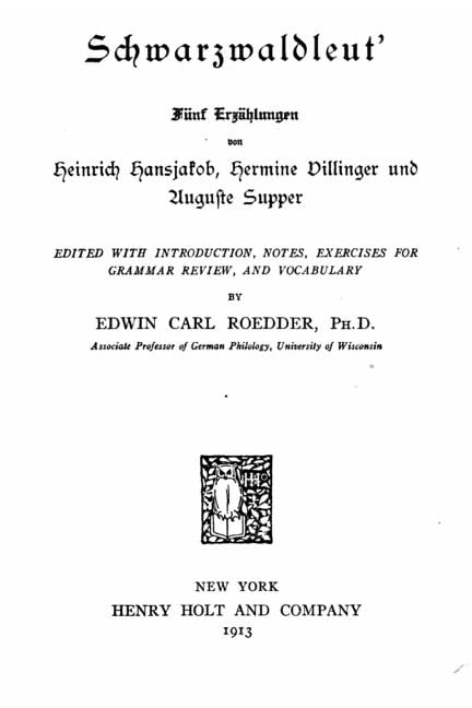 Schwarzwaldleut' Fünf Erzählungen Von Heinrich Hansjakob (Paperback)