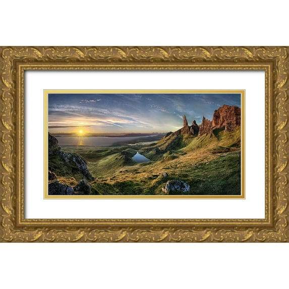 Schweiger, Christian 14x9 Gold Ornate Wood Framed with Double Matting Museum Art Print Titled - The Old Man Of Storr