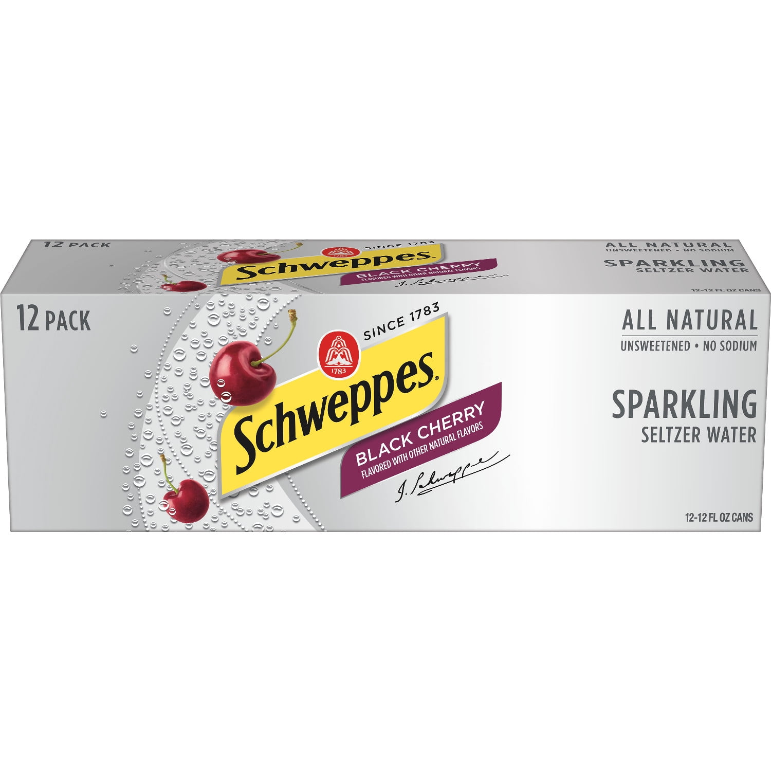 Schweppes Black Cherry Sparkling Seltzer Water, 12 fl oz, 12 Count