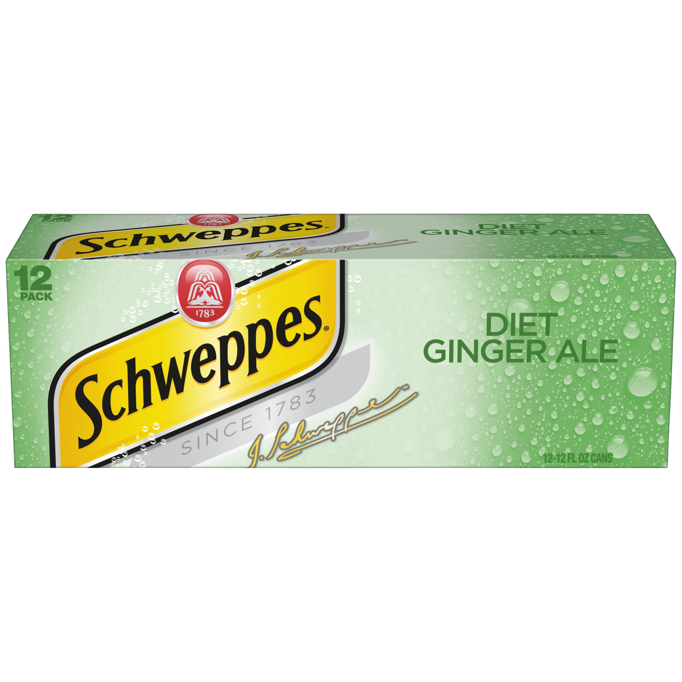 Schweppes Caffeine Free Zero Sugar Ginger Ale Soda Pop, 12 fl oz, 12 Pack Cans